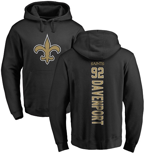 Men New Orleans Saints Black Marcus Davenport Backer NFL Football #92 Pullover Hoodie Sweatshirts